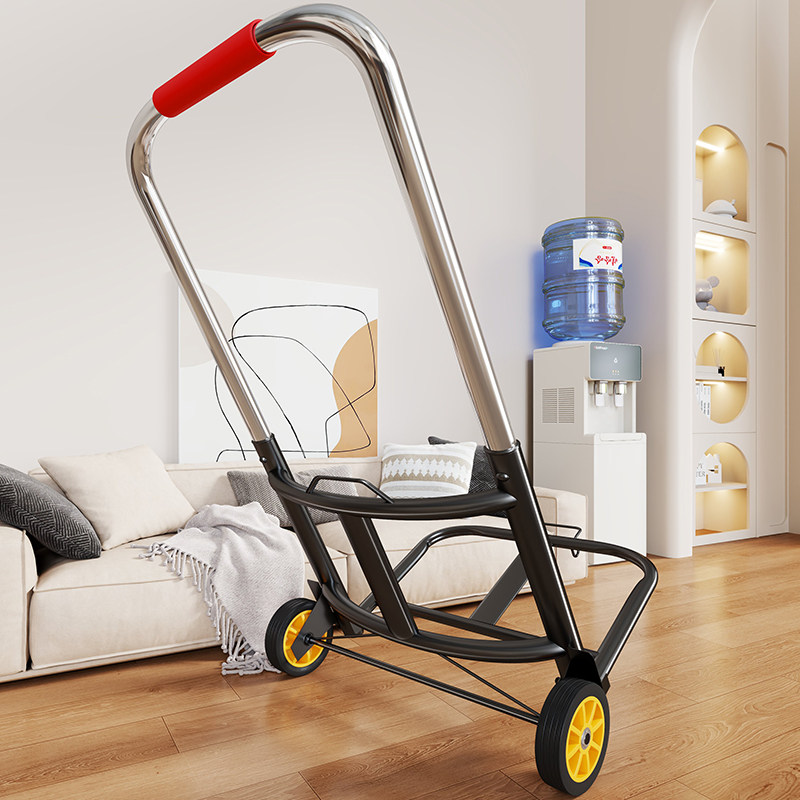 拉水小推车便携式可折叠桶装水拖杆拉车家用买菜拉货小车搬运神器