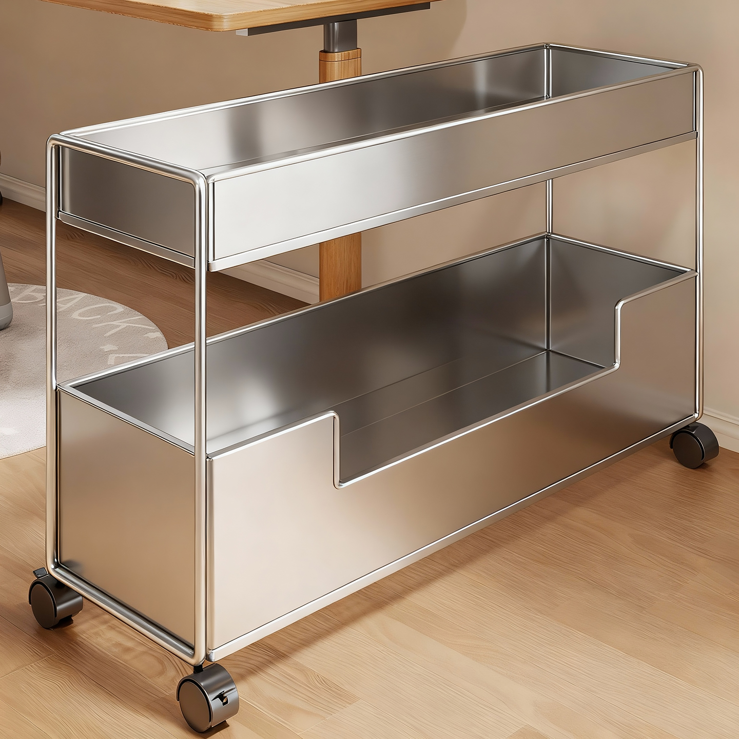 可移动书架桌边书包置物架