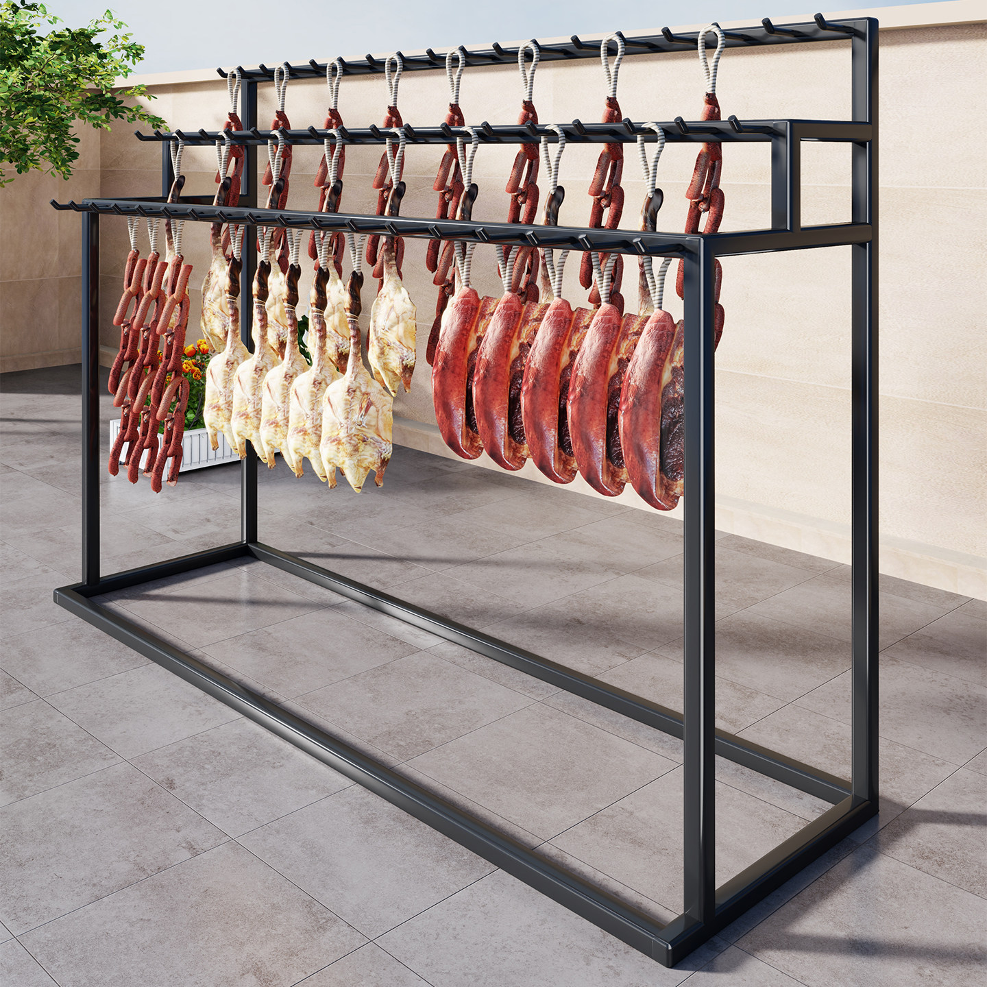 腊肉晾晒架阳台院子挂肉架烤鸭羊肉收纳架子香肠灌肠风干放置神器