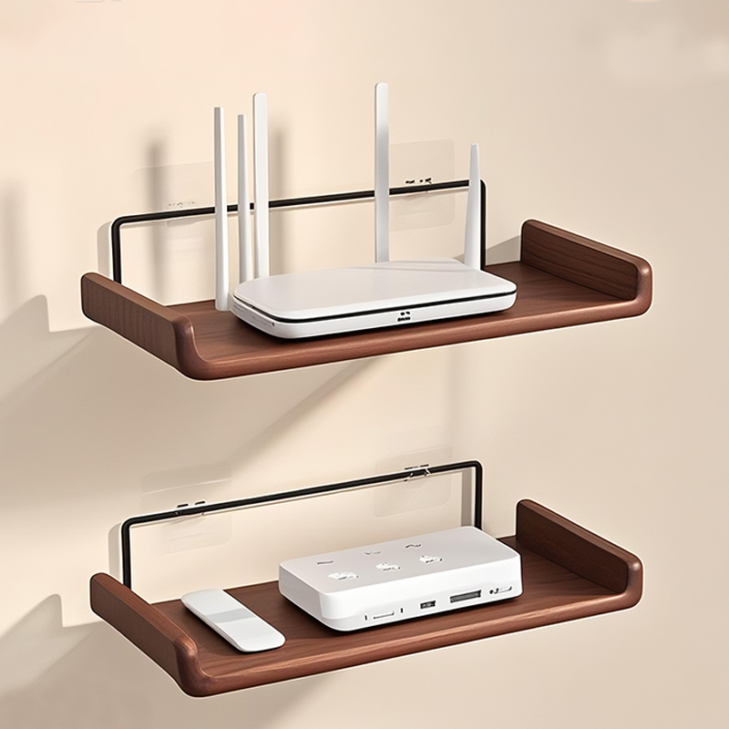 墙面路由器置物架多功能免打孔壁挂式机顶盒固定架WiFi整理收纳盒