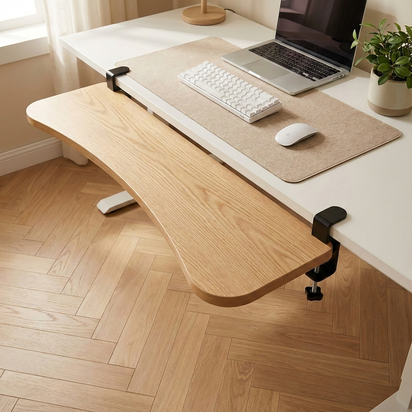 桌面延长板免打孔电脑桌扩展延伸板可折叠手臂支架鼠标键盘收纳板