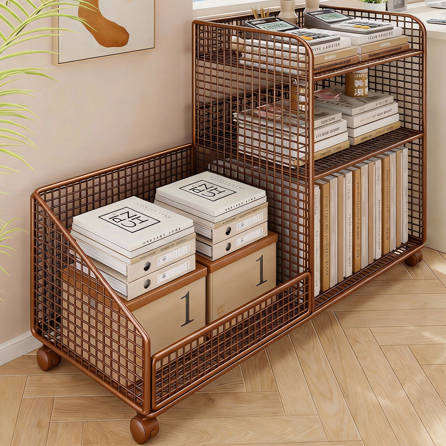 桌边书架落地可移动书本收纳架带轮小推车多层书籍整理架简易书柜,住宅家具,书架,淘宝优惠券,粉丝福利购,淘宝优惠卷