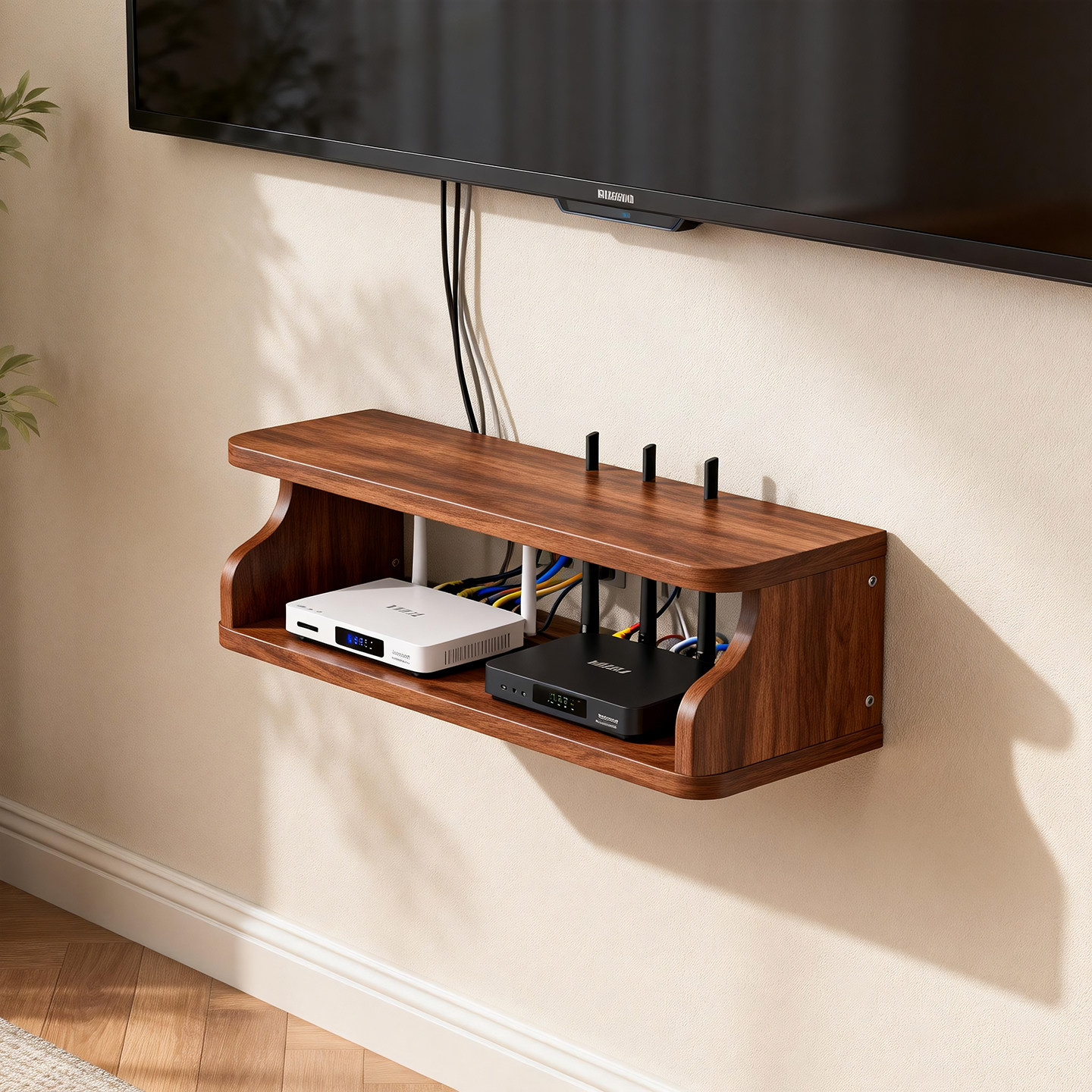 悬挂式电视墙置物架客厅路由器收纳架墙面机顶盒创意壁挂整理架子