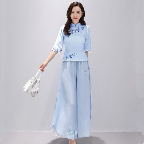 中式日常旗袍女2026新款夏季古风套装裤裙中国风汉服改良版连衣裙