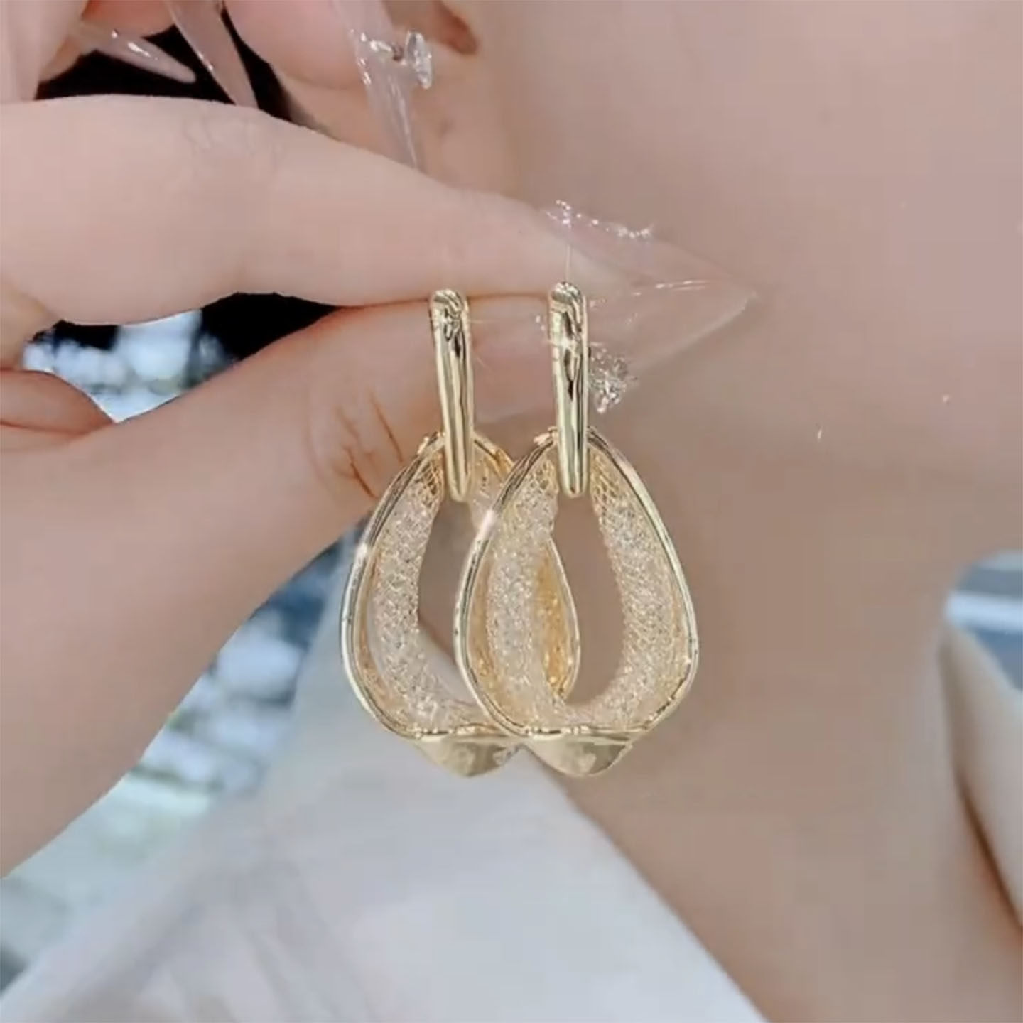 姿茉日韩铜合金女不过敏耳环