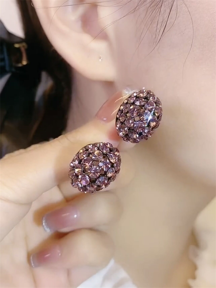 姿茉日韩铜合金女混合镶嵌耳环