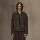 秘境 TAM TUAS 马场格纹灯芯绒拼领星辰纽扣雕花零钱扣羊毛夹克