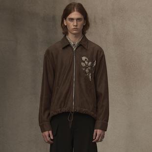 法国进口镂空刺绣花boxy麂皮音符拉链夹克外套 天琴座 TAM TUAS