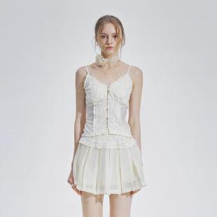 杏仁白珍珠蕾丝拼接吊带背心 夏鸣 TAM TUAS