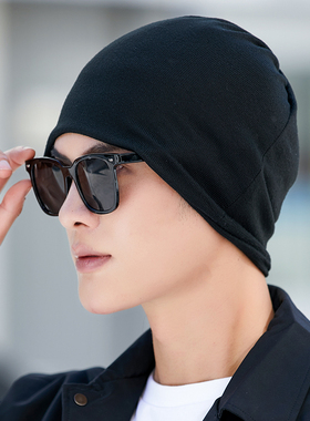 帽子男款冬季潮堆堆帽男士大头围包头帽针织帽保暖百变头巾围脖帽