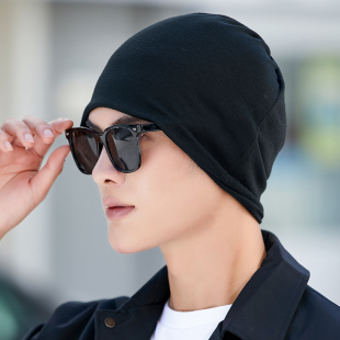 帽子男款冬季潮堆堆帽男士大头围包头帽针织帽保暖百变头巾围脖帽