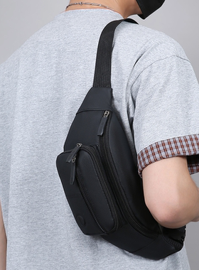 2026新款日系黑色简约休闲胸包男士运动斜挎包百搭单肩包手机腰包