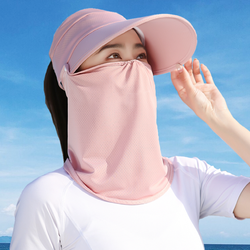 防晒帽女夏季防紫外线骑行电动车全脸面罩户外练车遮阳遮脸太阳帽