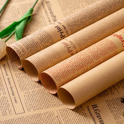 Retro English Newspaper Tissue Paper Flower Bouquet Wrapping