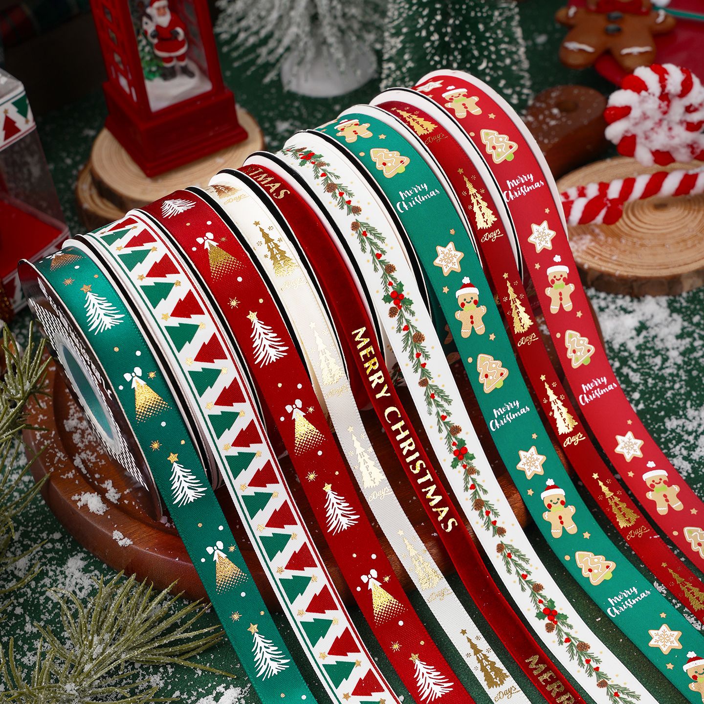 Christmas ribbons gifts packaging cake decorations flower