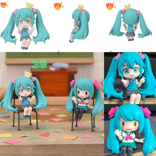 优质Q版初音未来16周年压泡面豆豆眼初音 大眼初音MIKU景品手办