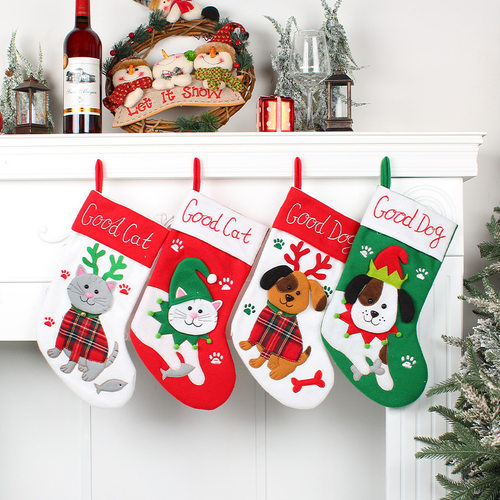 Cute cat and dog socks cartoon socks pendant Christmas tree