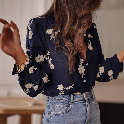 New Spring/Summer Women's Shirt Women's Long Sleeve Embroid