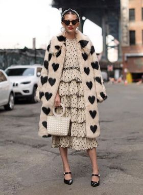 Long imitation fur plush love coat women's warm long fur top