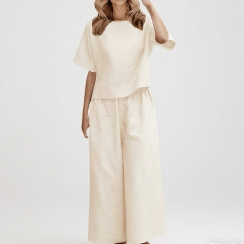 Short Sleeve shirt pants Set Two Piece Women's Light Small
