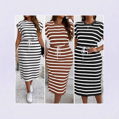 women's Dress Round Neck Short Sleeve Shoulder Down dress