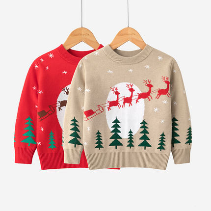 Autumn and winter children's Christmas deer pullover sweater