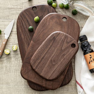 N.House 黑胡桃木砧板家用整木水果辅食菜板牛排盘面包宿舍小托盘