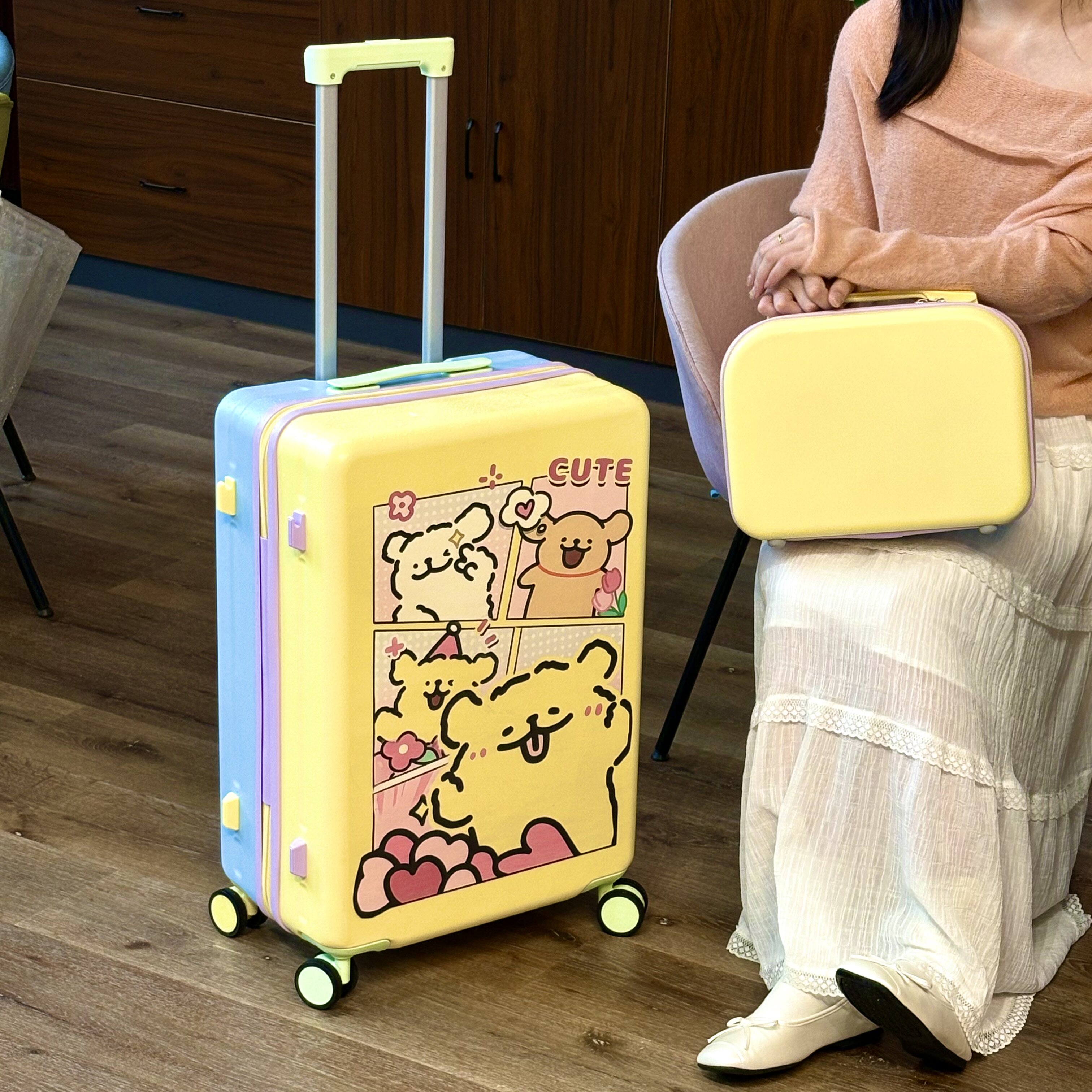 原创可爱多巴胺防爆行李箱少女心