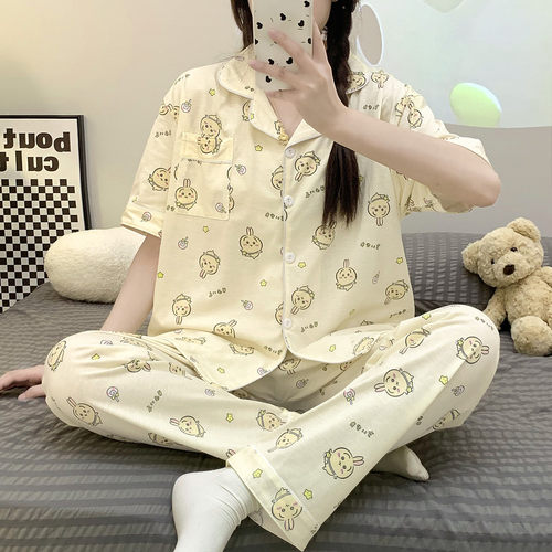 乌萨奇睡衣女夏季纯棉短袖长裤