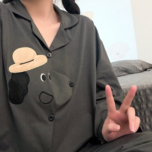 卡通小狗纯棉情侣睡衣女款春秋季2026新款长袖长裤男士家居服套装