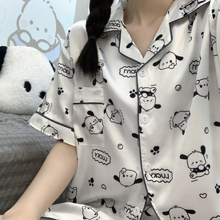 2026新款帕恰狗冰丝睡衣女夏季短袖卡通可爱胖mm加大码家居服套装