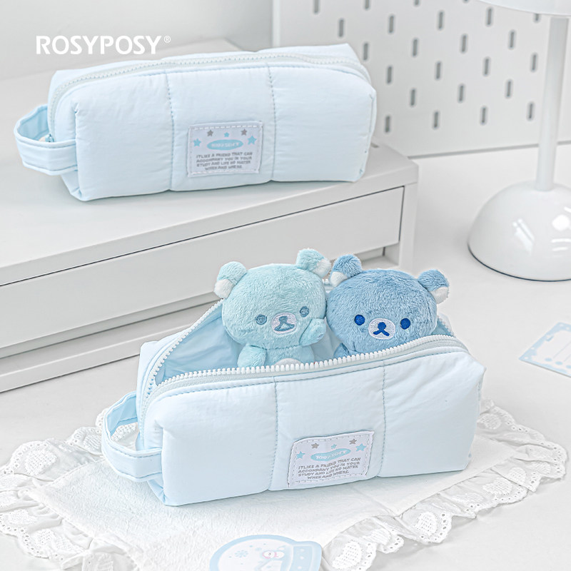 「YKK精工拉链！柔棉好料」ROSYPOSY柔设笔袋充棉学生简约大容量,文具电教/文化用品/商务用品,笔袋,淘宝优惠券,粉丝福利购,淘宝优惠卷