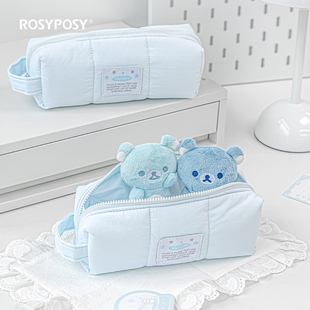「YKK精工拉链！柔棉好料」ROSYPOSY柔设笔袋充棉甪简约女大容量