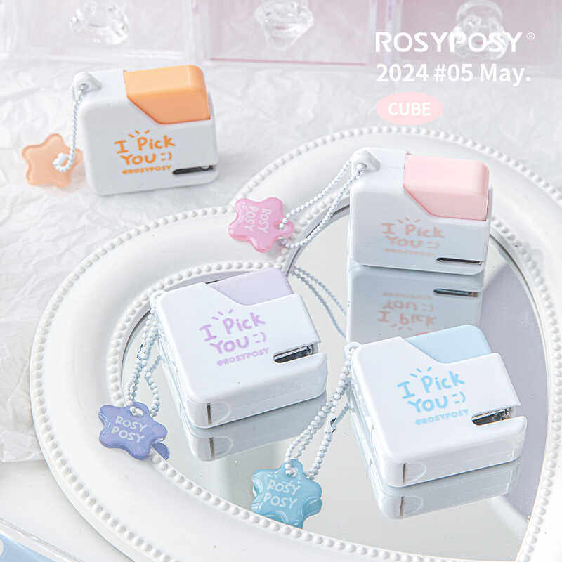 「小方糖订书机！」Rosyposy奶油迷你省力便携钉书针工具可爱