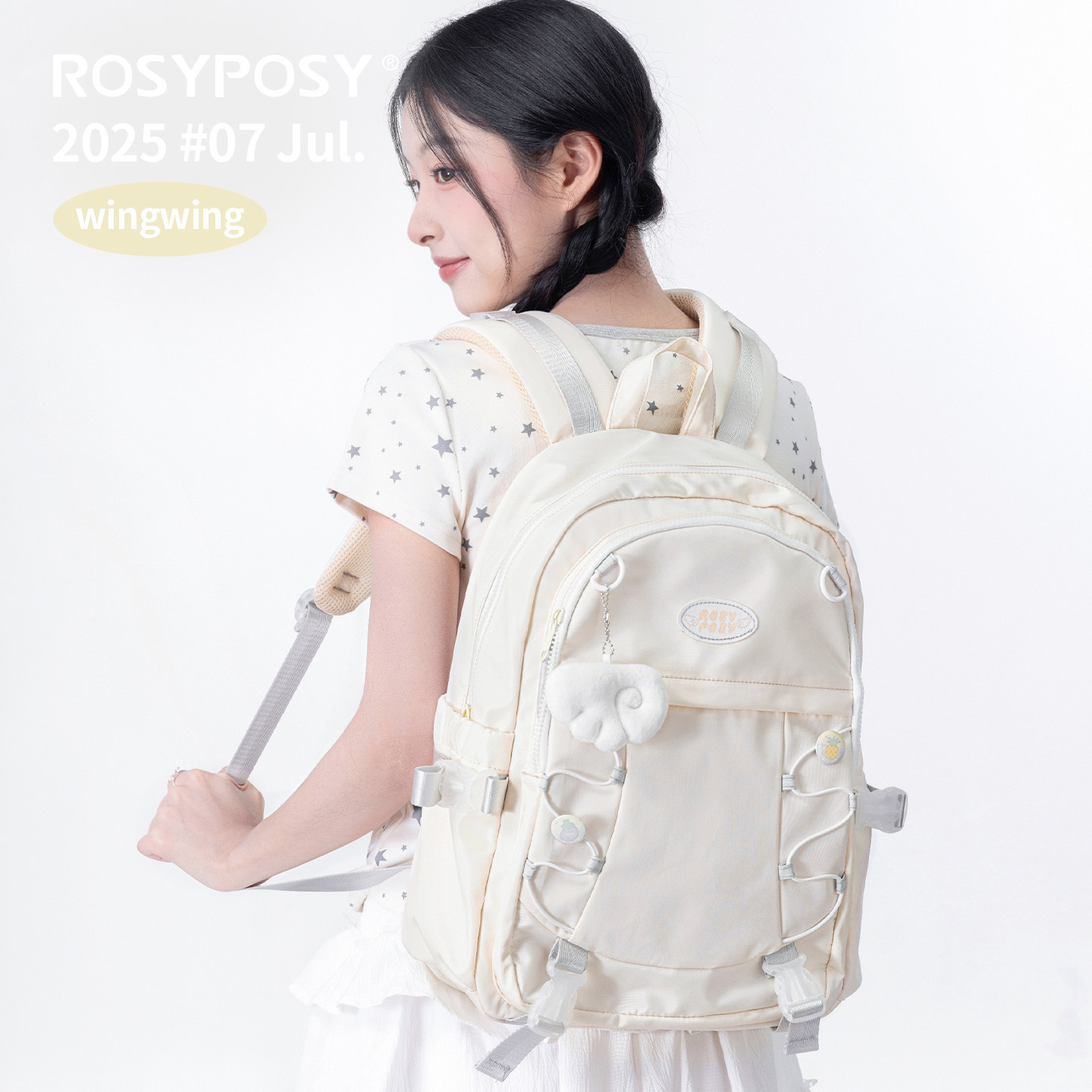 「翅膀挂件！天使奶油书包」Rosyposy柔设双肩包ins背包学生旅行