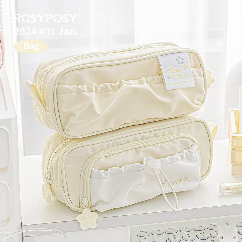 「奶油星星色！抽绳笔袋结构战士」Rosyposy柔设ins收纳文具学生,文具电教/文化用品/商务用品,笔袋,淘宝优惠券,粉丝福利购,淘宝优惠卷