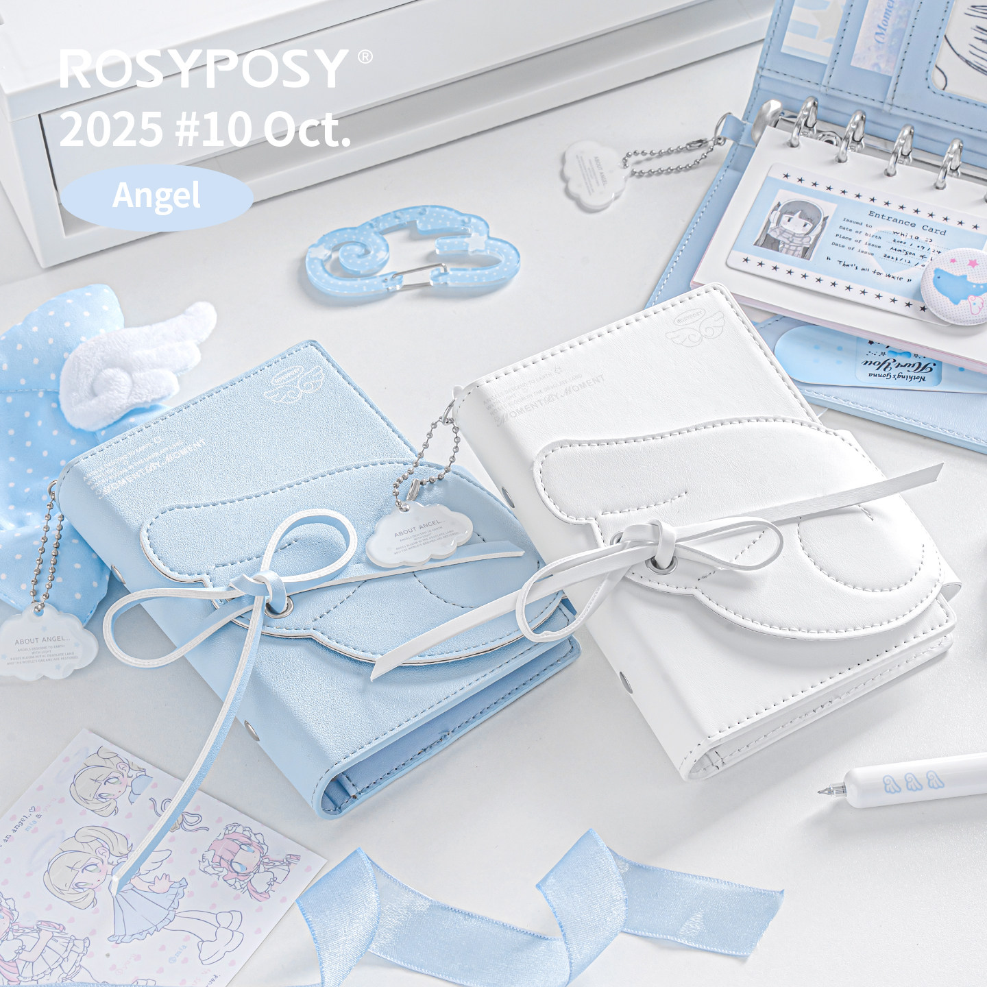 「如此萌!翅膀三折A7手账本」ROSYPOSY柔设天使手帐活页韩ins皮,文具电教/文化用品/商务用品,手帐/日程本/计划本,淘宝优惠券,粉丝福利购,淘宝优惠卷