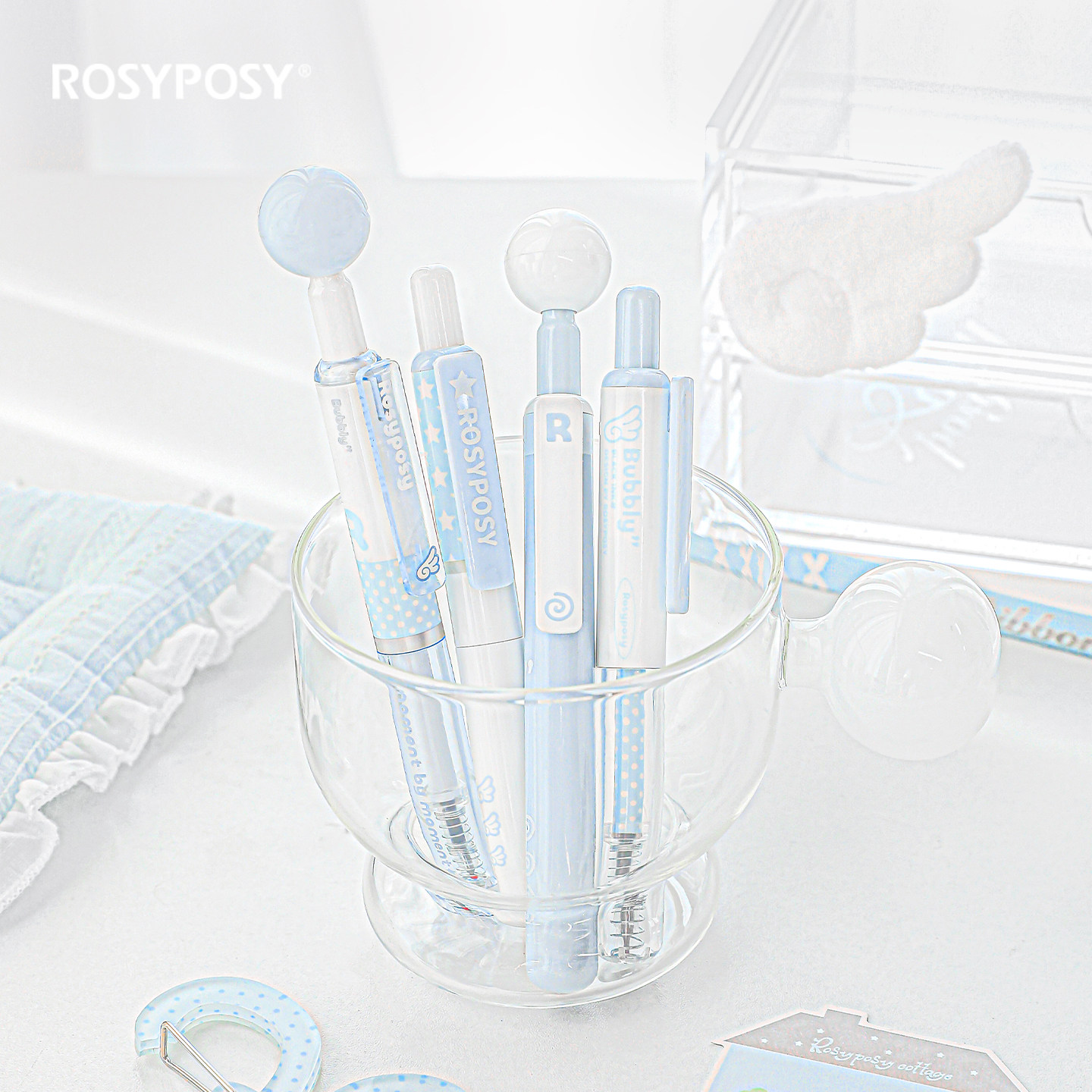 「天使！360度转动球球」Rosyposy柔设M5解压0.5中性笔短迷你翅膀