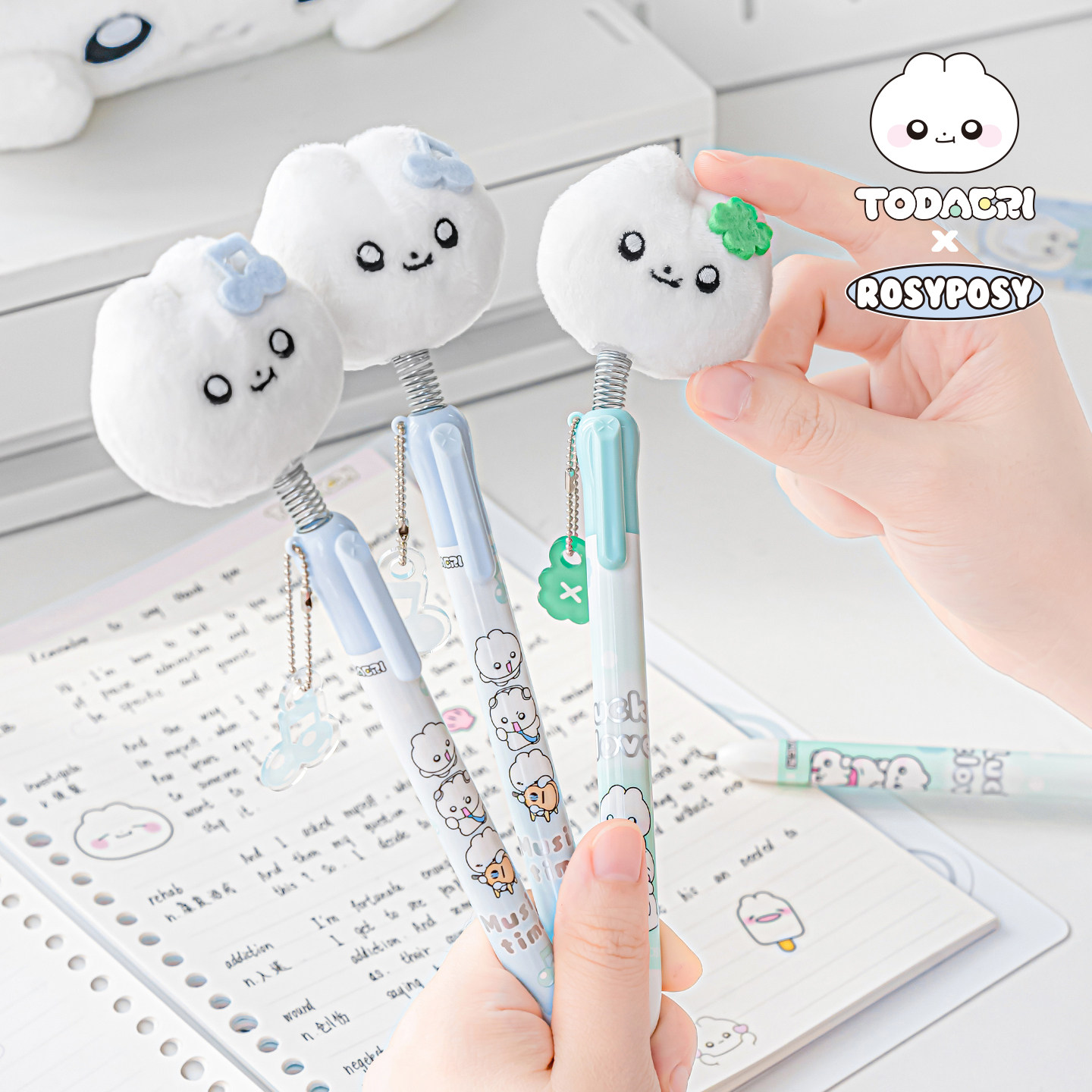 「摇头晃脑兔代理！」Rosyposy柔设毛绒兔兔笔中性笔可爱签字
