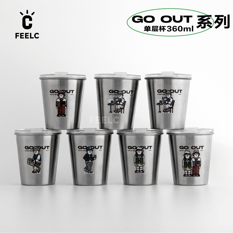 四个容量不锈钢杯青年