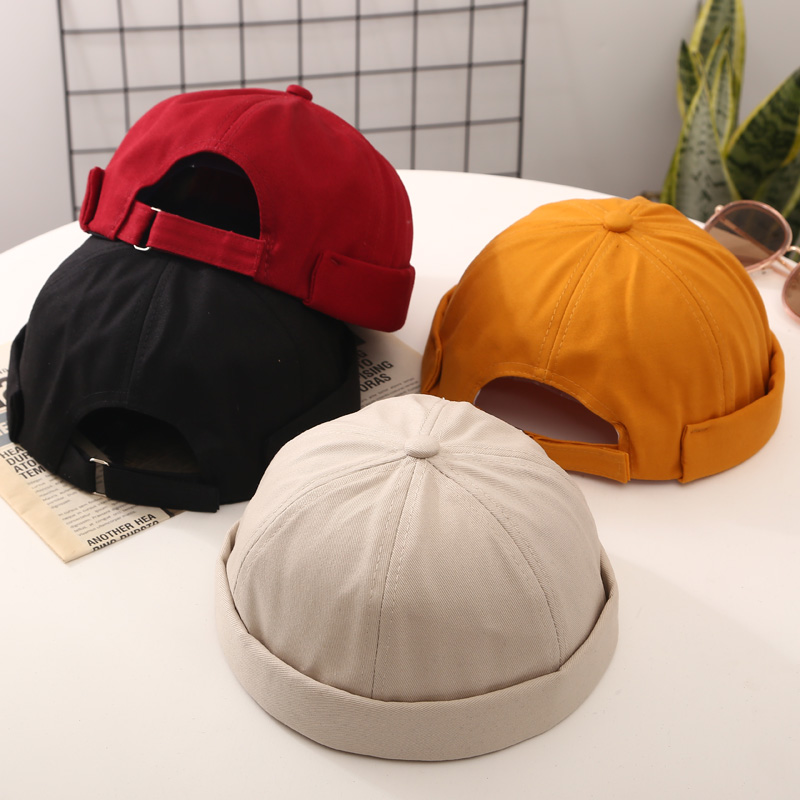 新款棉布街头潮人无檐瓜皮地主帽