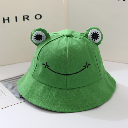 遮阳帽ins风绿色青蛙防晒帽子