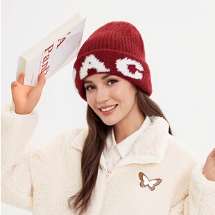 韩版ins字母毛线帽女秋冬加厚保暖冷帽情侣针织包头帽防寒护耳帽