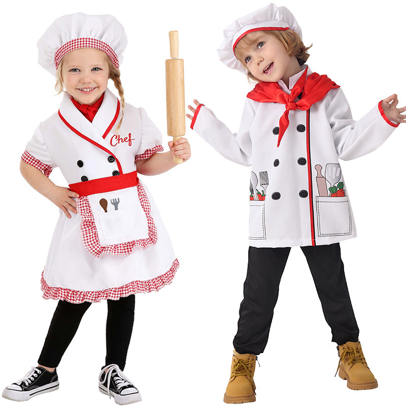 儿童厨师游戏装扮服装幼儿园活动手工课烘焙职业小厨师Chef工作服