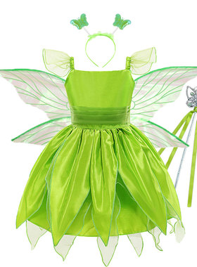 六一儿童节演出春天仙子小叮当公主裙绿色森林小精灵舞台表演服装