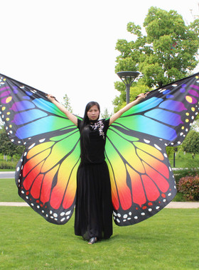 360度旋转披风舞蹈艺术拍照彩色Buttefly Wing肚皮舞走秀蝴蝶翅膀