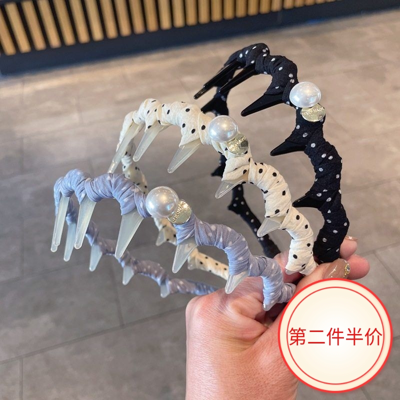 黑色波点带齿波浪发箍女秋发根蓬松神器洗脸压发防滑头箍发卡头饰