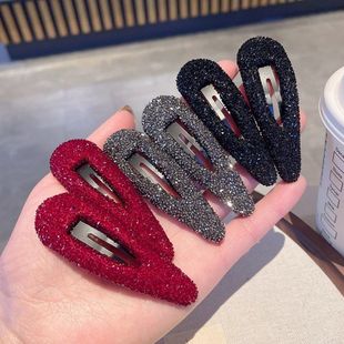 超闪砂糖碎钻水滴形bb夹掰掰夹高级感刘海边夹少女洋气碎发夹发卡