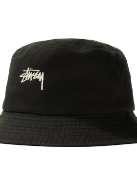 美版Stussy Stock Bucket Hat 斯图西 经典刺绣渔夫帽 盆帽 黑色