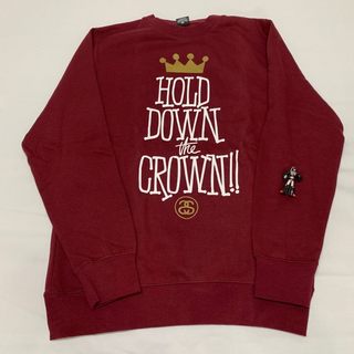 超稀有现货Stussy Hold Down The Crown Crewneck皇冠联名烫金log